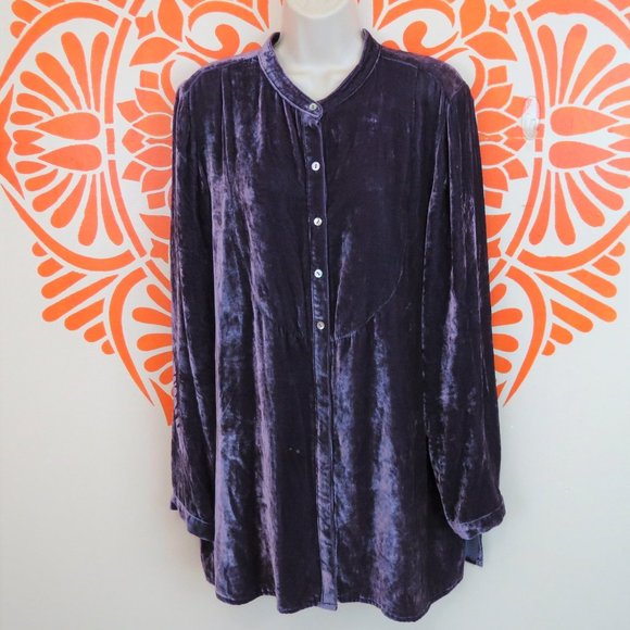 J. Jill Tops - J. Jill Purple Long Velvet Blouse XL